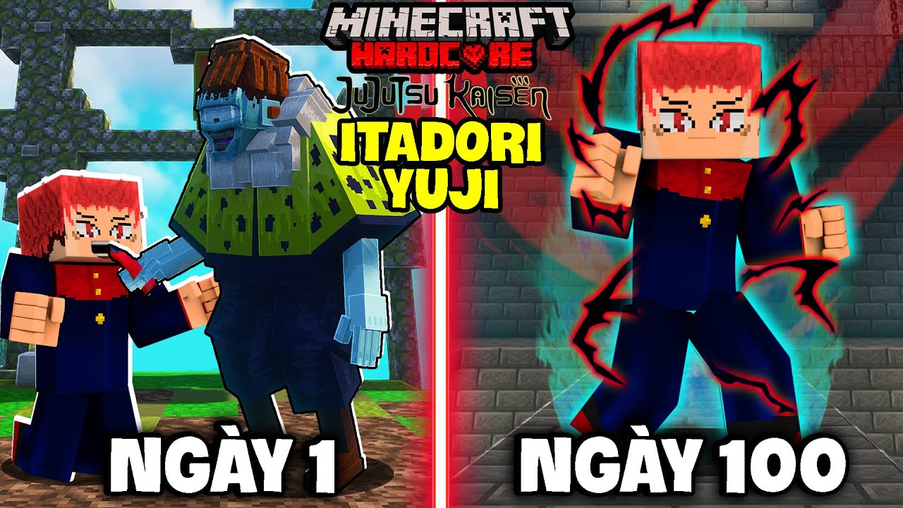 2 CÁ Tóm Tắt 100 Ngày Trở Thành Itadori Yuji Trong Minecraft Siêu Khó Jujutsu Kaisen