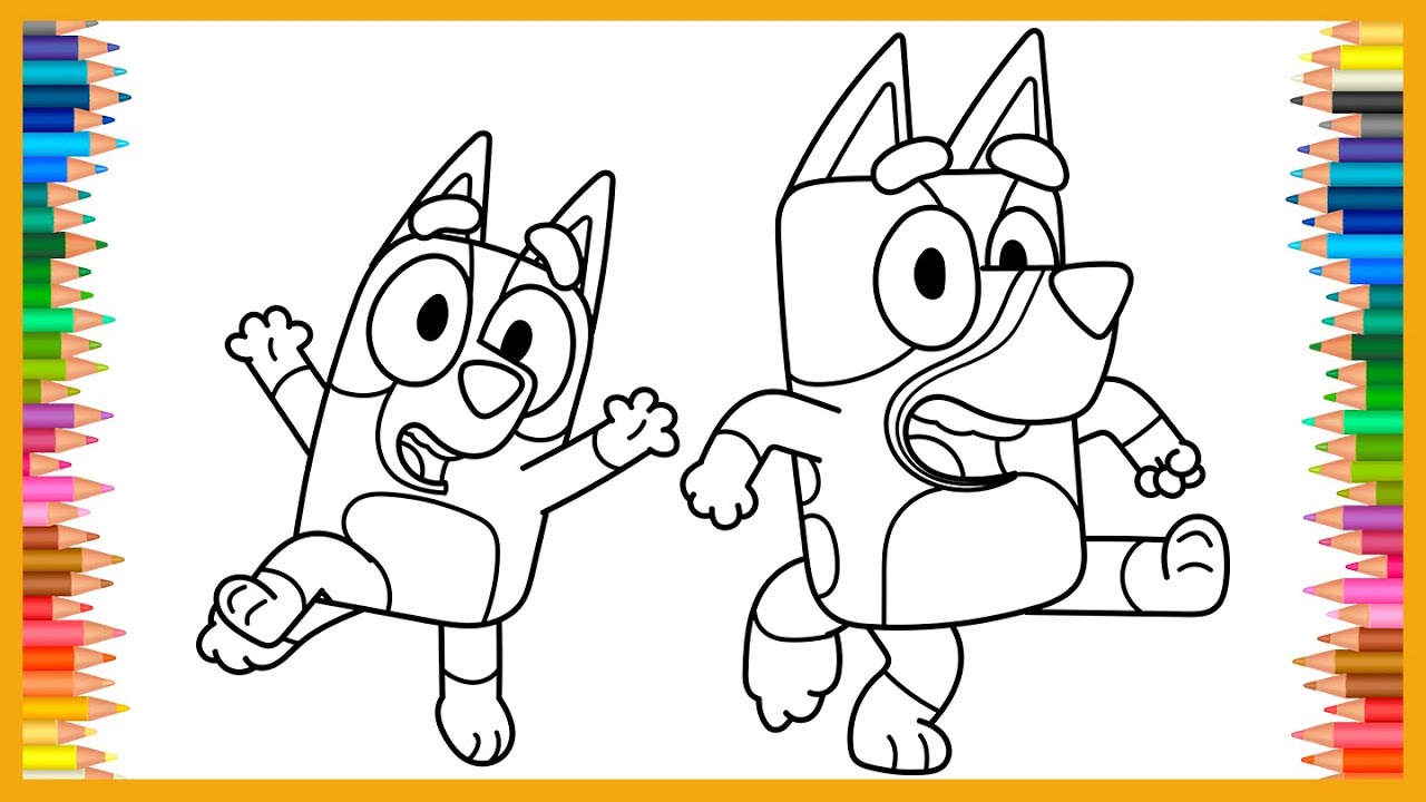🎨Coloring Bluey & Bingo Dance | Art For Kids, Easy Coloring, Drawing & Painting