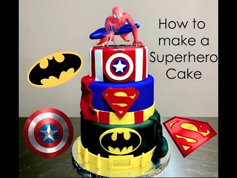 How to Make a Superhero Cake Batman, Superman and Captain America Cake