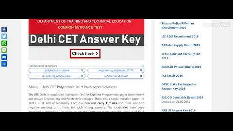 Delhi CET Answer Key 2019 Download Delhi Polytechnic Paper Solution
