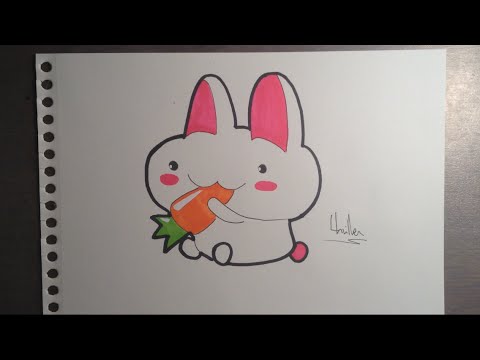 Comment dessiner un lapin kawaii - YouTube