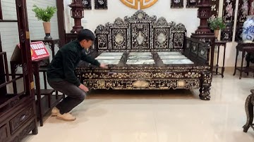 Sập 3 Thành Khảm Ốc Đẹp Lối Xưa - Giường Công Tử Bạc Liêu - Nội Thất Nhà Gỗ Đẹp - Sập Gụ Tủ Chè Cổ