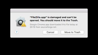 App is damaged and can't be opened. You should move it to the Trash.