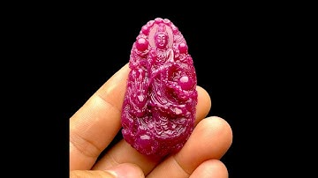 Mặt Quan Thế Âm Bồ Tát Cưỡi Rồng - Đá Ruby Huyết Kính #MRB-220926-01