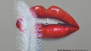 Cómo Dibujar Glamurosos Labios Rojos Y Una Suave Pluma - Arte Divierte.