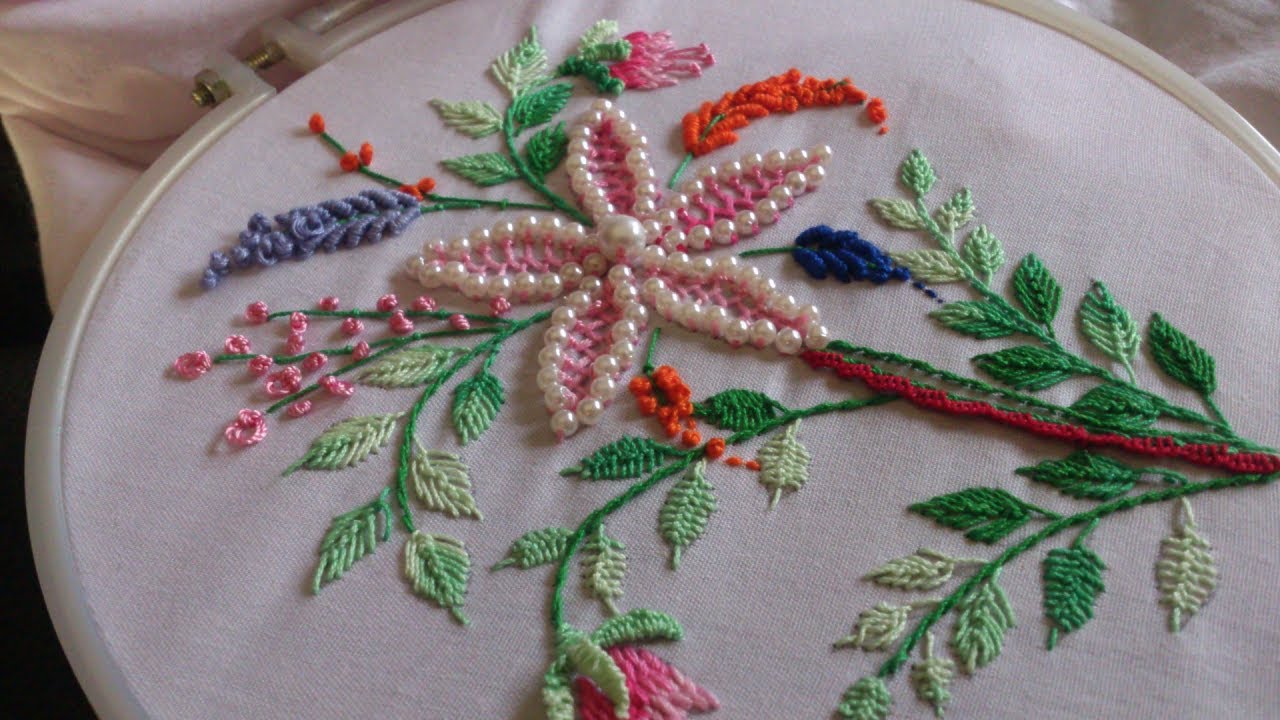 Hand embroidery designs. Hand embroidery stitches tutorial. YouTube