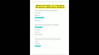 Wildland Fire Safety  Ch 3 Questions and Answers Latest Version Graded A