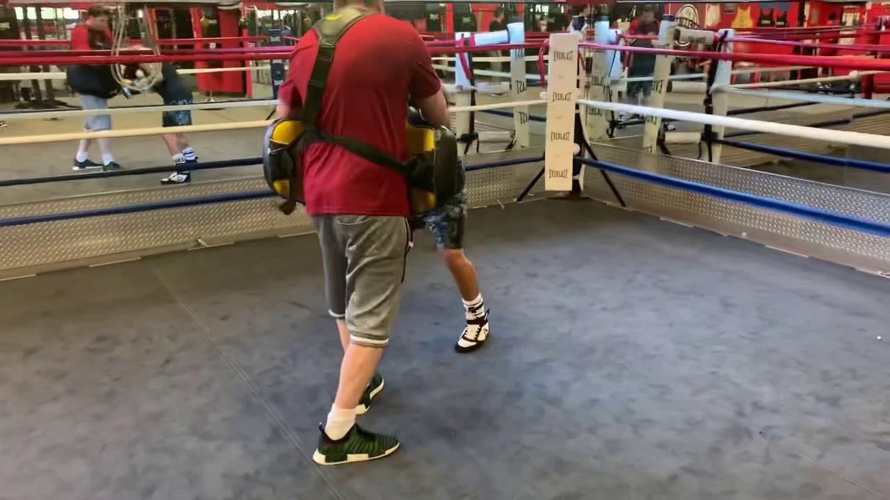 Boxing training in the heat with coach Chris at Enforcer Fitness Nutley