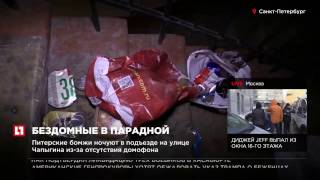 Питерские бомжи ночуют в подъезде на улице Чапыгина
