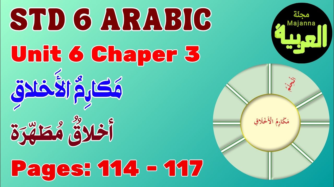 STD 6 Arabic pages 114-117 أخلاق مطهرة Unit 6 مكارم الأخلاق chapter 3