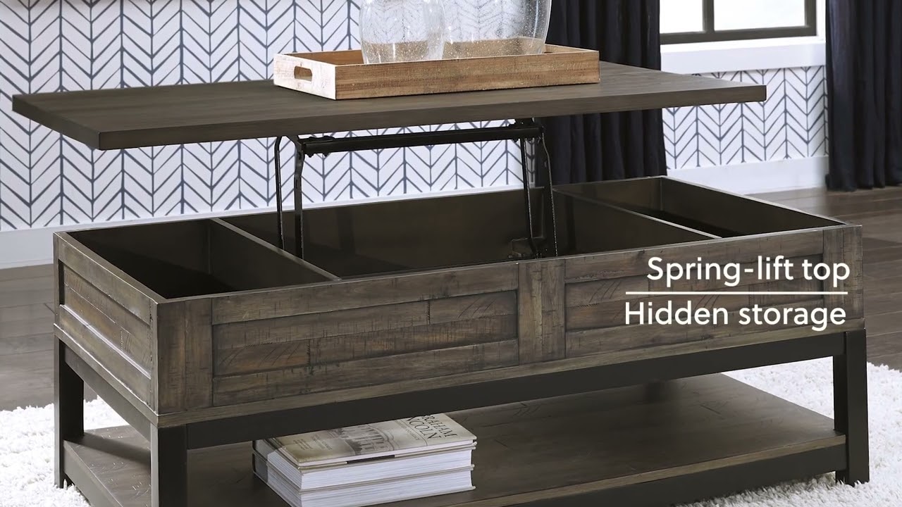 Johurst Grayish Brown Coffee Table Lift Top by Ashley Furniture
