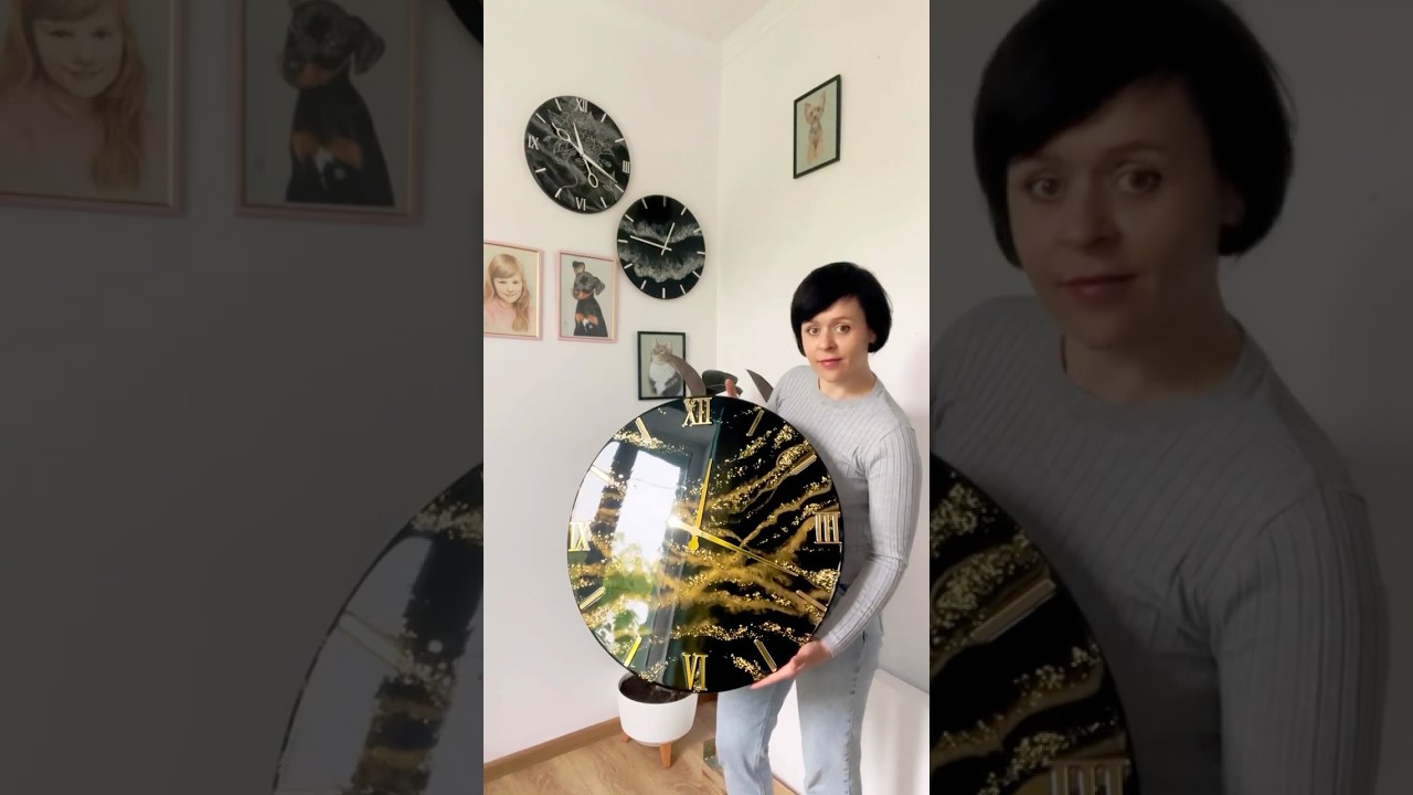Luxury Black & Gold Resin Wall Clock 🕰️ | Handmade Epoxy Art Decor