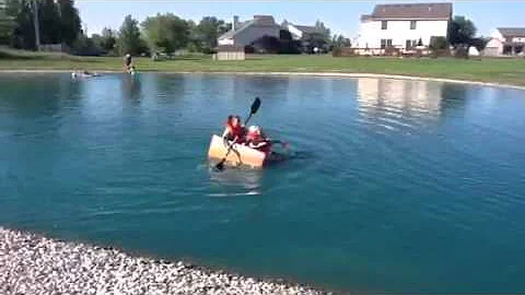 Raft regatta finish after disaster on the water