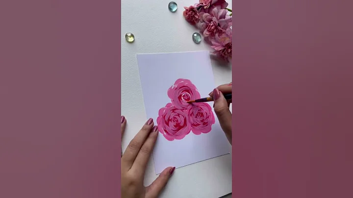 Easy Rose Flower Painting😍 #shorts #youtubeshorts #acrylicpainting