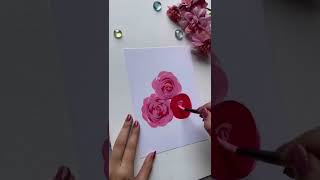 Easy Rose Flower Painting😍 #shorts #youtubeshorts #acrylicpainting