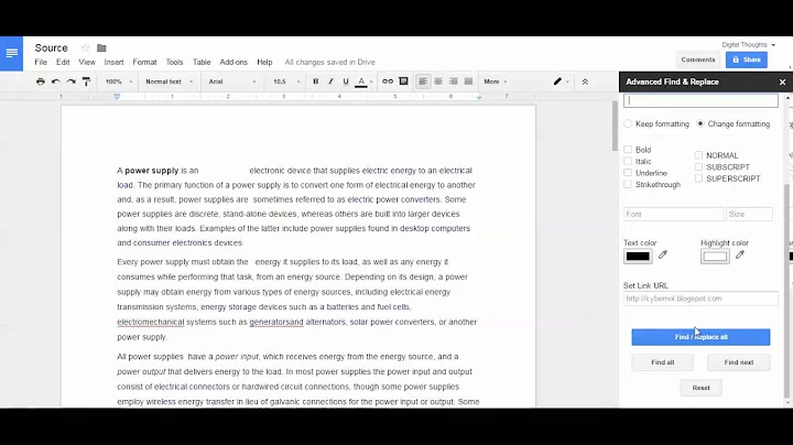 To remove multiple spaces or tabs to one space using Advanced Find & Replace for Google Docs