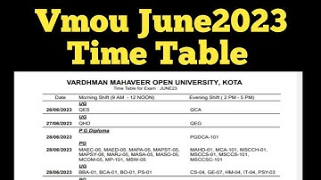 Vmou June 2023 exam time table/#vmouexam2023