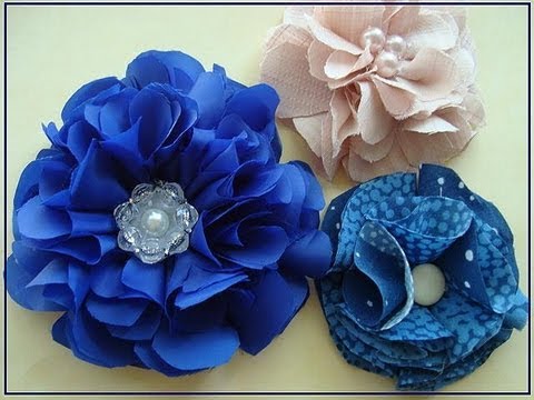 BEAUTIFUL BLUE SILKY FLOWER, how to make a fabric flower