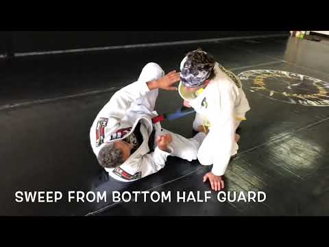 Sweep from the Bottom Half Guard