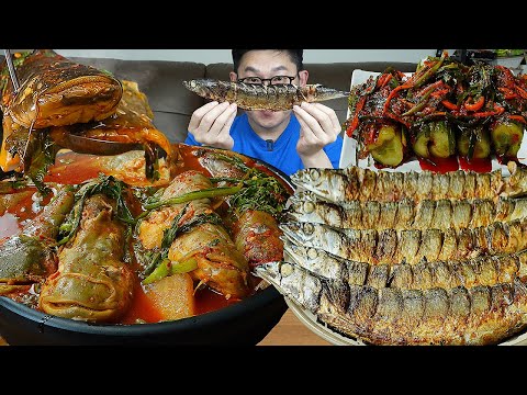 .😂 메기매운탕과 꽁치구이, 오이소박이 요리 먹방 Spicy <strong>Catfish</strong> stew MUKBANG
