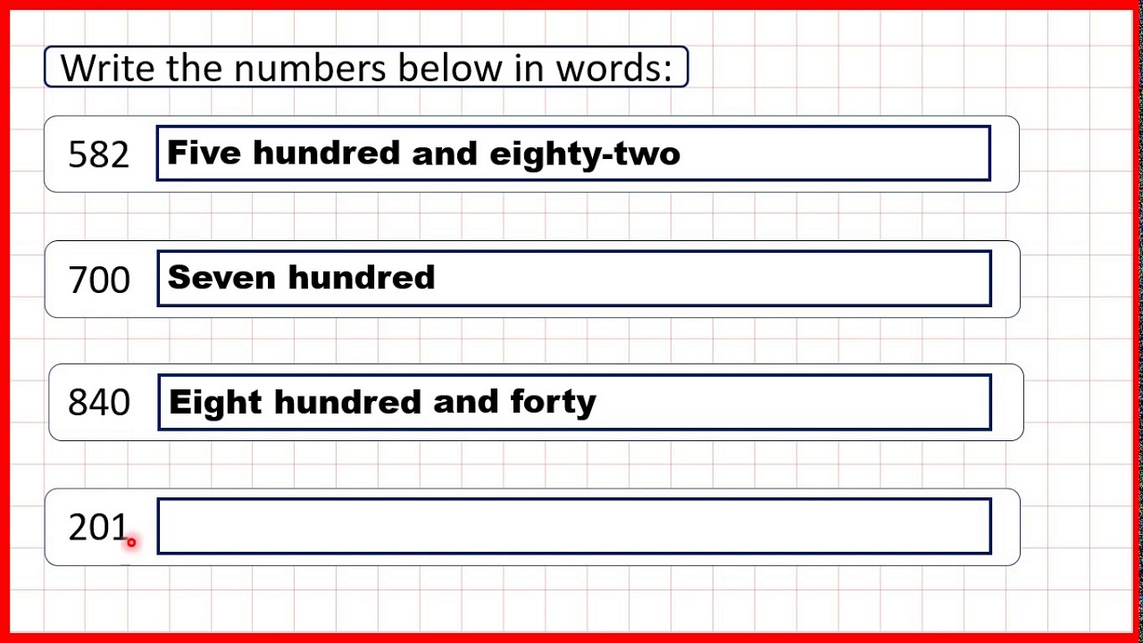 Write three-digit numbers in words  Place Value  Year 21