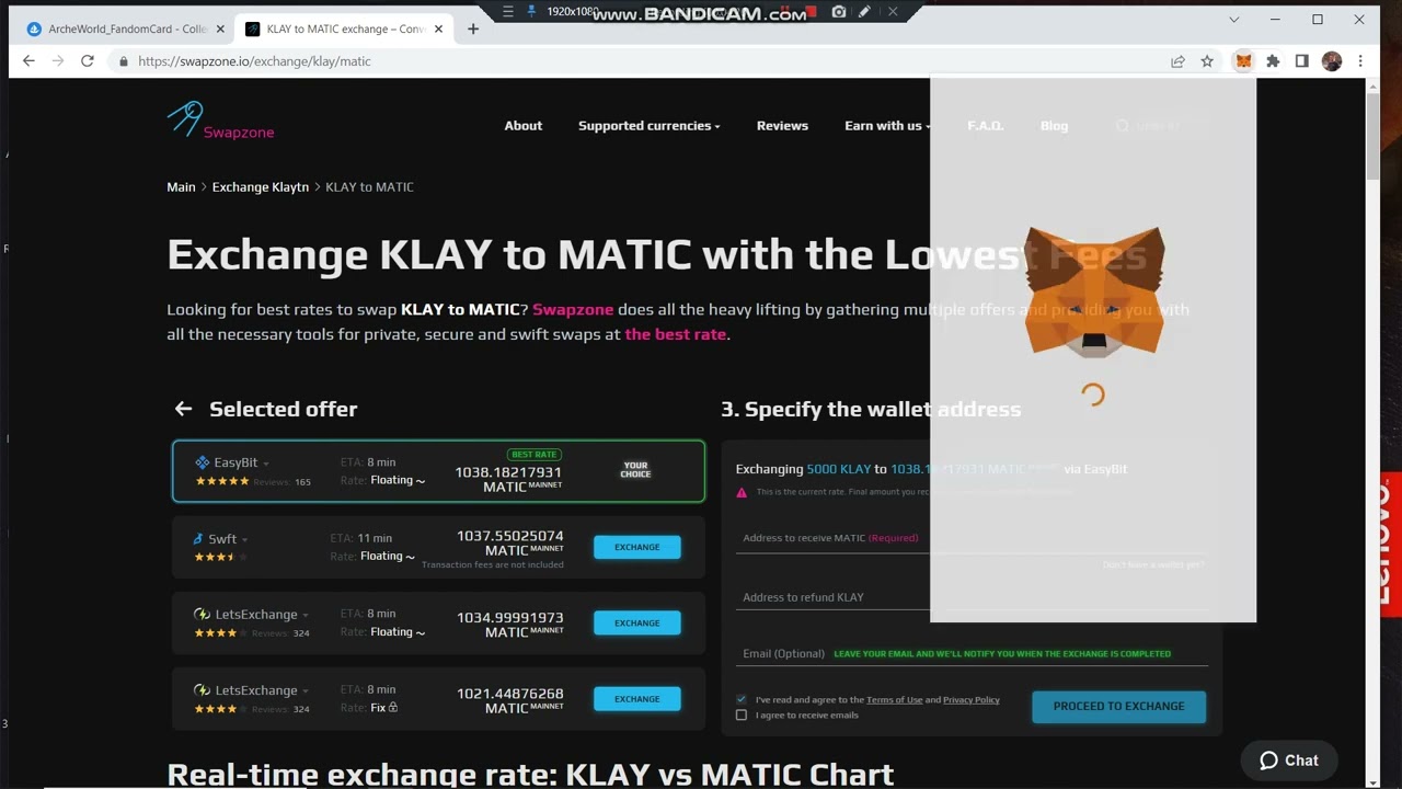 Metamask wallet HELP how to swap Klay for other crypto MATIC guide swapzone.io tutorial