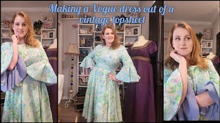 Making a Vogue dress out of a vintage topsheet