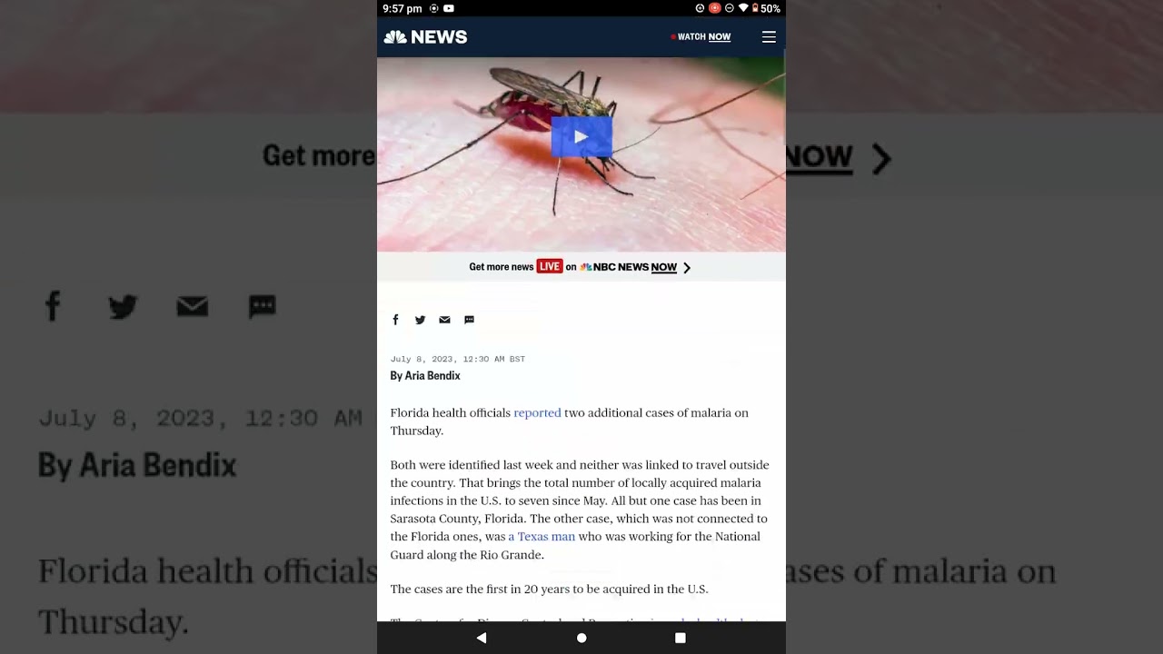 As malaria cases tick up in Florida, a doctor treating patients describes their symptoms