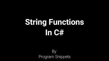 String Functions In C#