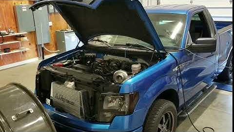 On 3 single Turbo F-150 5.0 Coyote Dyno 707rwhp STOCK ENGINE