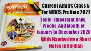 Current Affairs Class 5  Important Day Weeks Months For Wbcs Prelims 2021  Upsc With Puja 