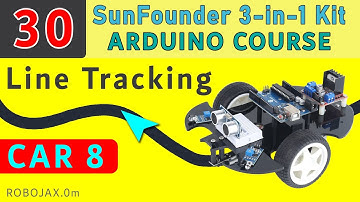 Lesson 30/31: Car-8 Line Tracking by Smart Car from SunFounder Arduino Kit |  Robojax