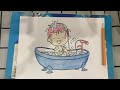 Color the picture of a boy taking a bath