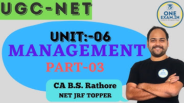 Management Part 03l UGC NET l Commerce l Unit 06 Business Management l By CA B S Rathore,OneExam.in