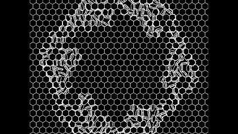 Random walker on hexagon rotating. Draw by openFrameworks