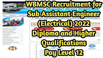 WBMSC Recruitment of Sub-Assistant Engineer (Electrical) in KMC 2022 | Diploma/Higher Degree Apply