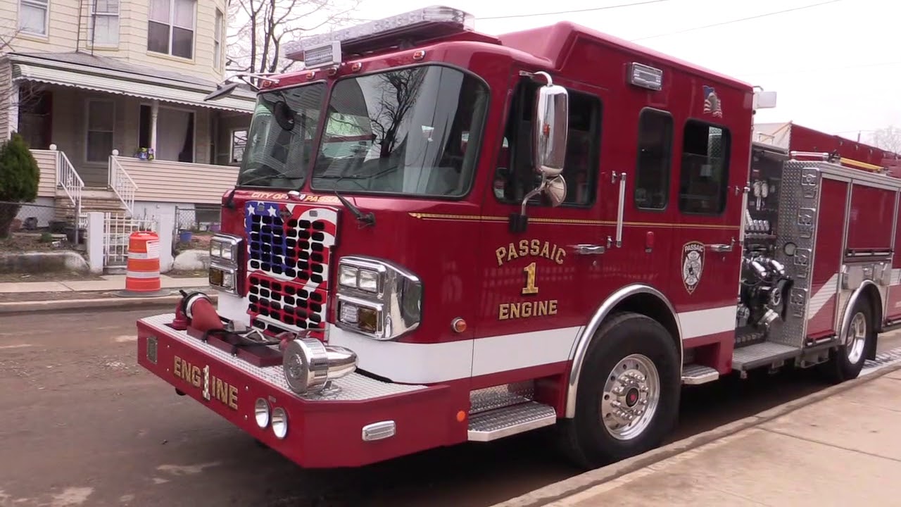 Passaic NJ Fire Dept Brand New Engine 1 and Brand New Ladder 1 March