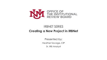 Creating a New Project using IRBNET