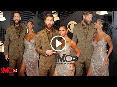 Calvin Harris x His Wife Vick Hope Make Their Red Carpet Debut At The Grammys 2024
