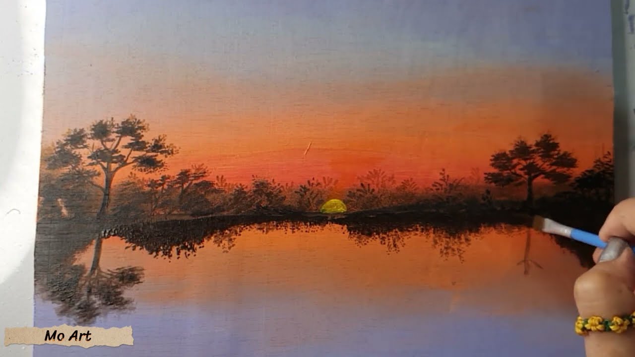 Acrylic landscape painting l acrylic painting for beginners l Mo Art