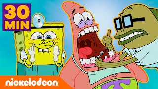 Bob Esponja | 30 MINUTOS dos melhores momentos médicos da Fenda do Biquíni |Nickelodeon em Português