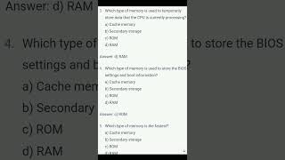 Mcq on Types of Computer Memory