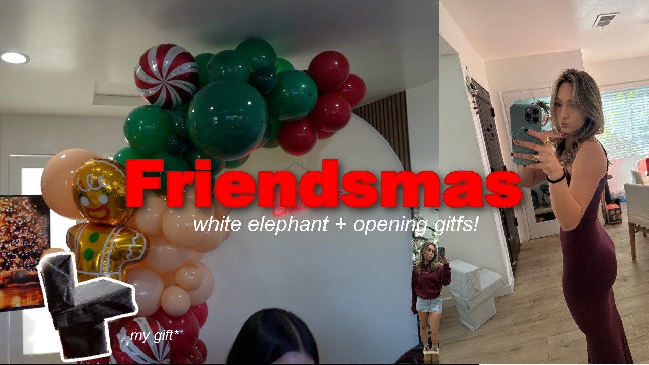My first ever FRIENDSMAS | white elephant, getting ready, opening gifts DAY 8 OF 12 DAYS OF NELY