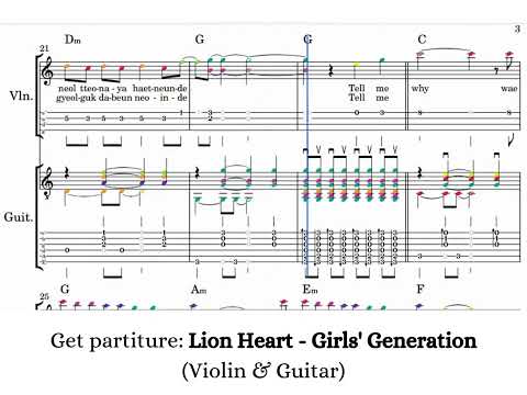 Lion Heart (Violin Solo & Guitar Accompaniment Tabs Chords Sheet Music + Audio) - Girls' Generation
