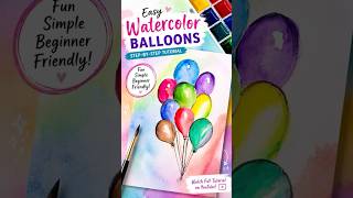 How to paint balloons . Easy step by step watercolor art. Full video on my channel