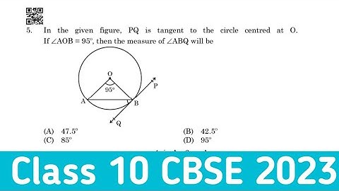 In the given figure PQ is the tangent to the circle centered at O if angle AOB=95 then the measure