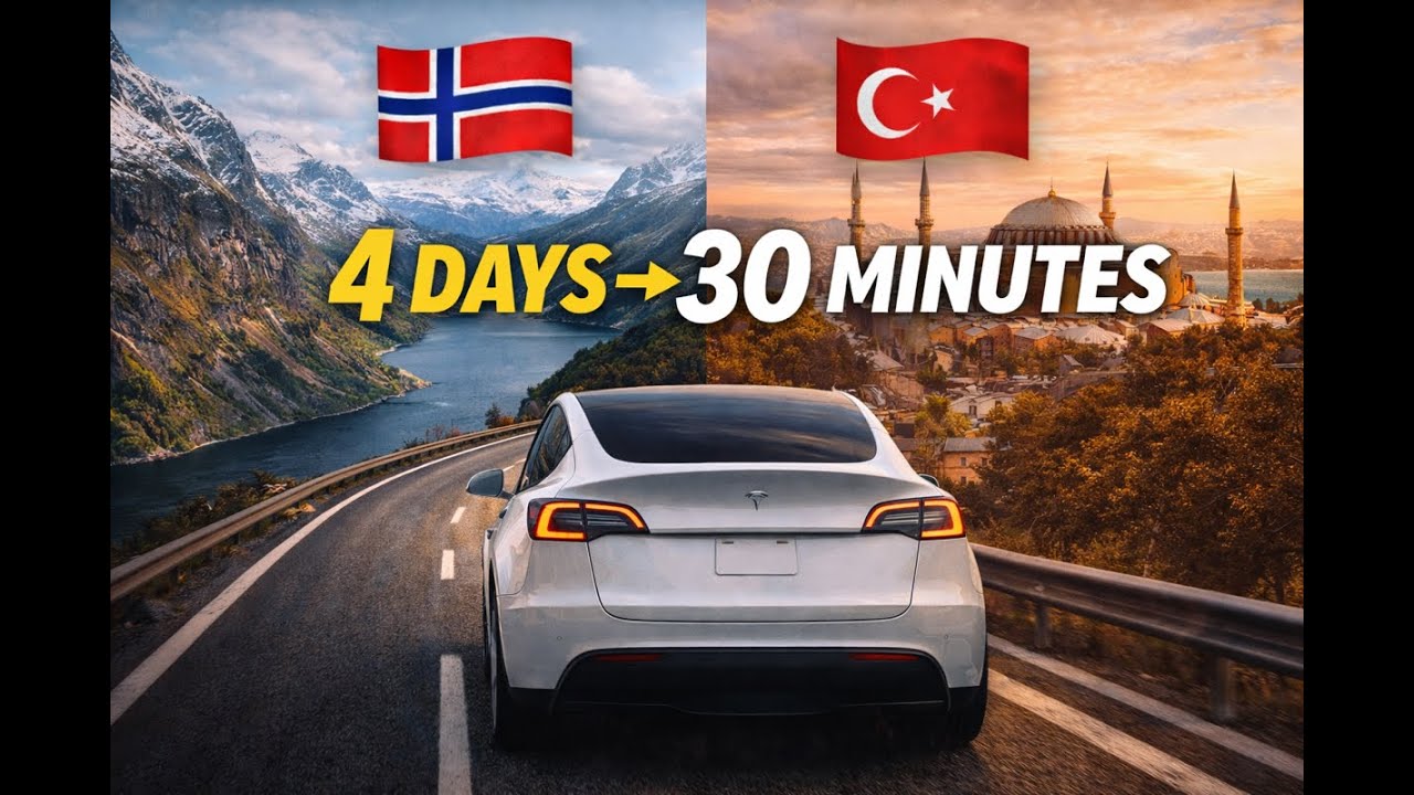 🇳🇴 Norway to 🇹🇷 Turkey (Türkiye) | 4 Days Driving a Tesla → 30-Minute Timelapse