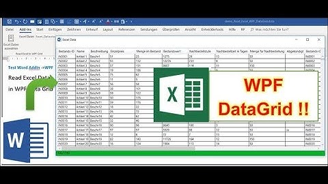 Load Excel in Word Addin into WPF DataGrid !! very powerfull Example Code