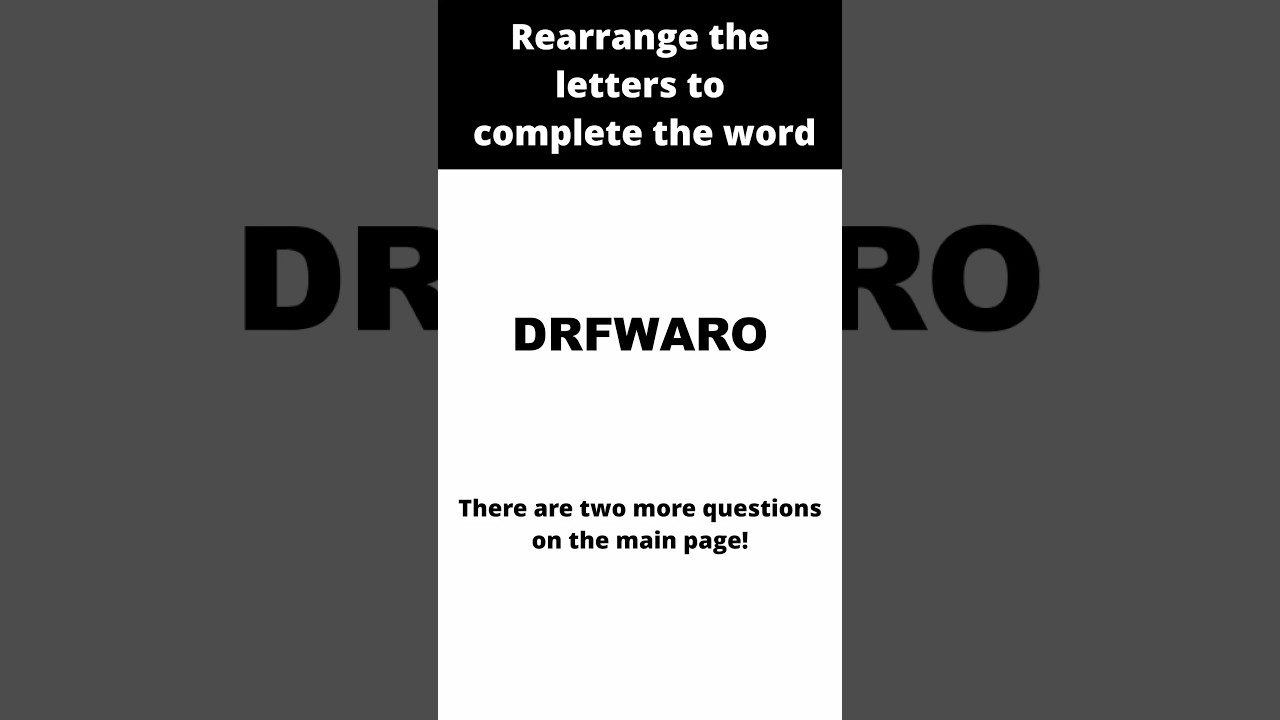 Word Rearrangement Quiz! Try One Question Vol.0324