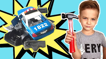 Отремонтировал все поломанные машинки волшебным молотком. Видео для детей.